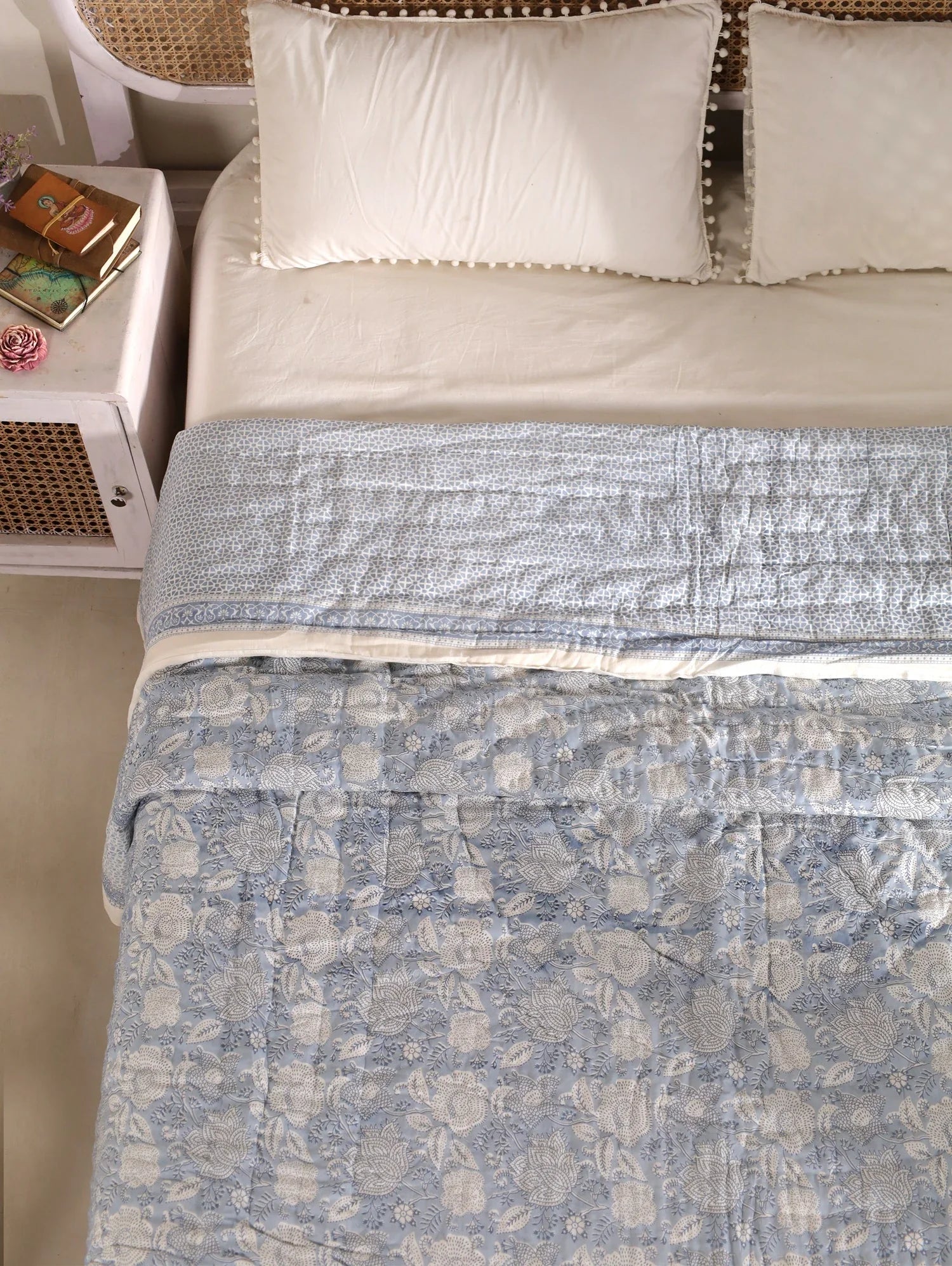 All Season Jaipuri Quilt | 100% Pure Cotton | Block Print | Double Bed - Sandhya
